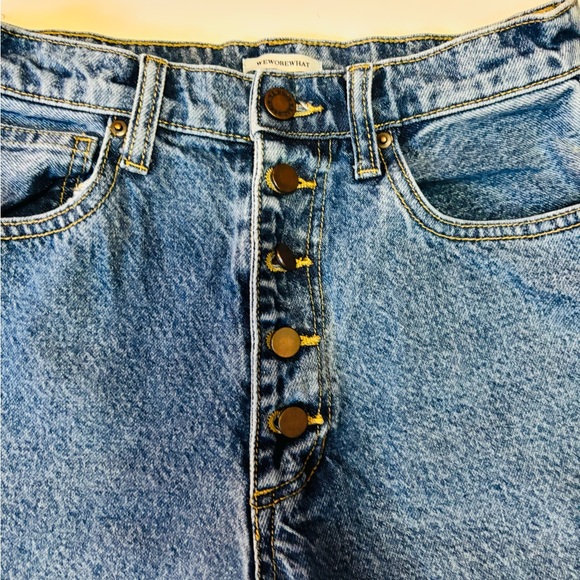 WeWoreWhat Blue Ripped Button-Fly Jeans - Picture 3 of 4
